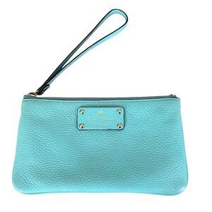 Kate Spade Chrissy Berkshire Road Zippered Wristlet Robins Egg Blue Leather